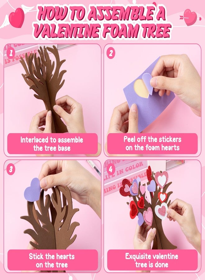 BeYumi 12 Pack Mother's Day Thankful Heart Trees Foam Craft Kits for Kids Make Your Own Mother's Day DIY Heart Trees Decorations Gratitude Tree Craft Set Holiday School Home Party Fun Activities Decor - Image 3
