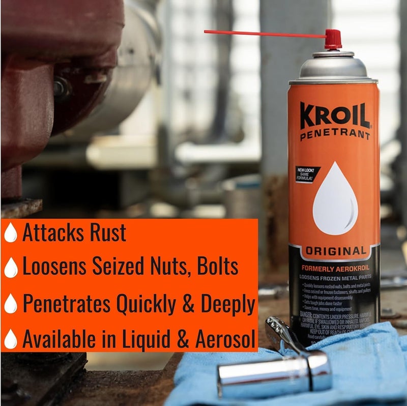 KROIL Aerokroil Penetrant - Rust Penetrating Lubricant - Corrosion Inhibitor Oil for Chains, Hinges & Stuck Metal Parts - Home & Industrial Use - Aerosol - 10 oz - 1 Pack (KS102) - Image 4