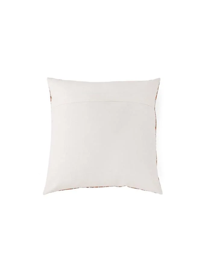 Sanskrutihomes Off White Cotton Floral Cushion Cover, Medium