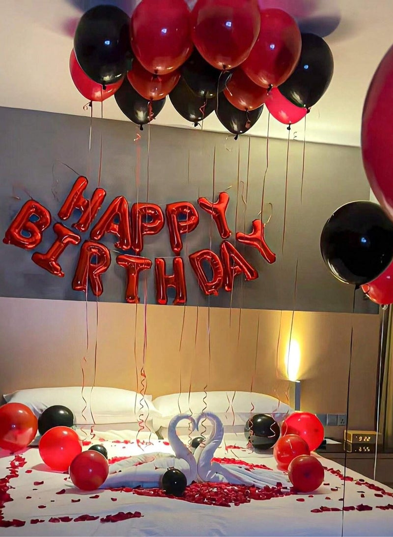 Birthday Party Decoration Set - Red and Black Balloons with "Happy Birthday" Banner 39 pieces  - Image 2