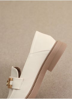 Loquat Vintage Small Leather Shoes College Style Soft Soles Beige  - Image 2