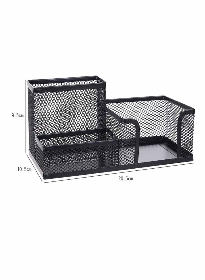 3 حاملات تخزين أقلام مكتبية شبكية منظمة للمكتب، أسود - Image 2