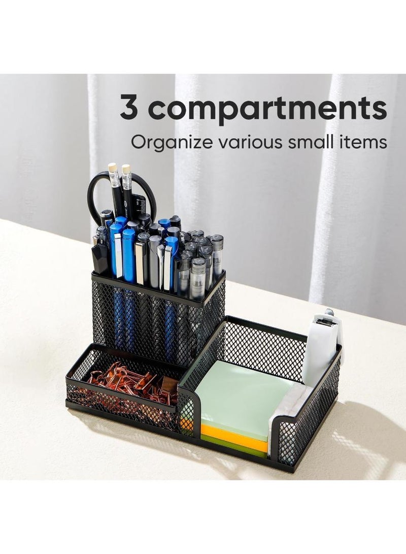 3 حاملات تخزين أقلام مكتبية شبكية منظمة للمكتب، أسود - Image 4