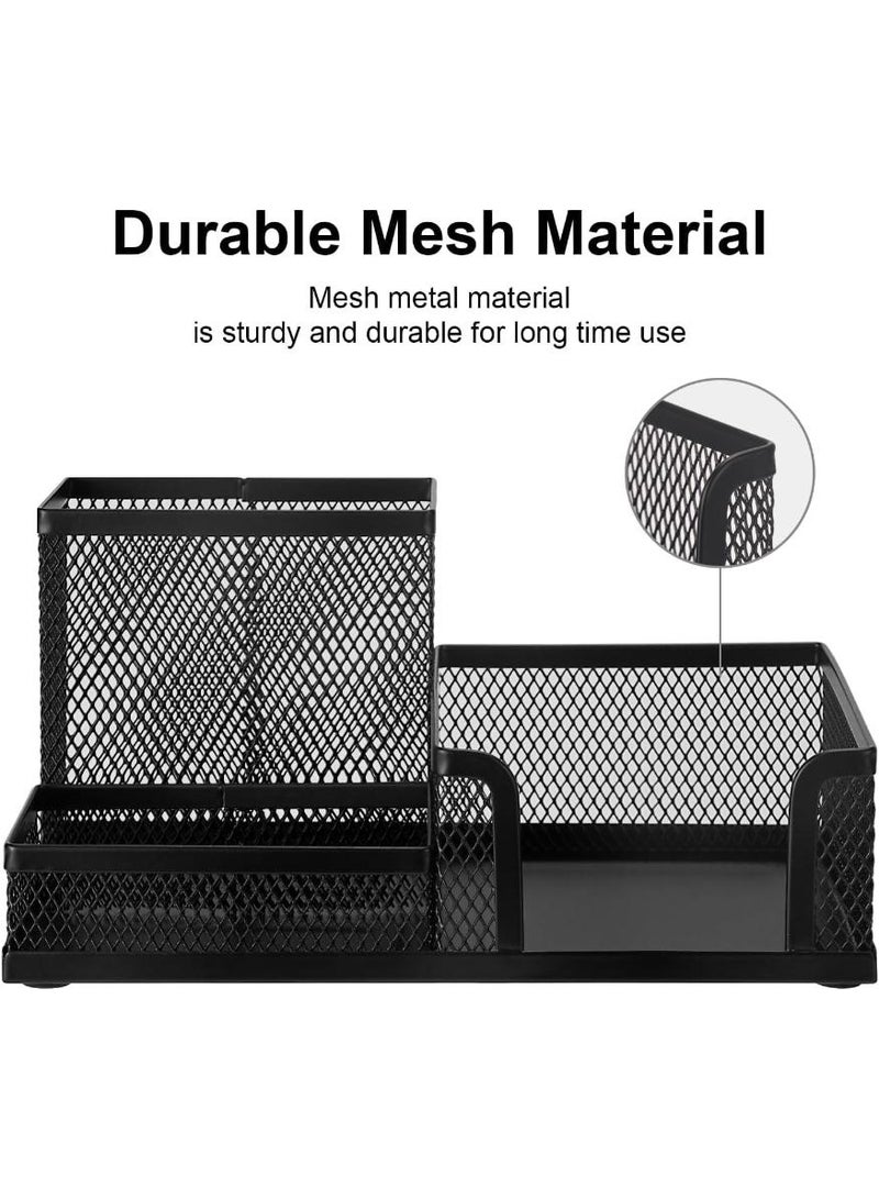 3 حاملات تخزين أقلام مكتبية شبكية منظمة للمكتب، أسود - Image 3