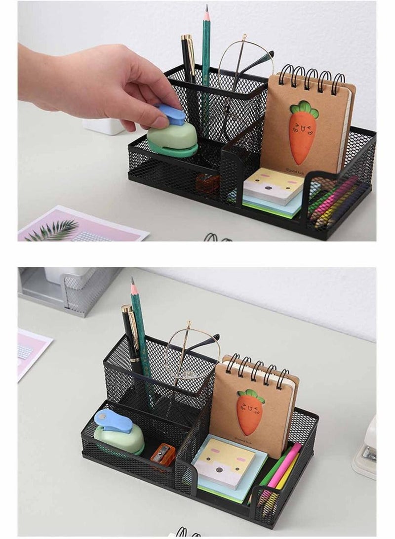 3 حاملات تخزين أقلام مكتبية شبكية منظمة للمكتب، أسود - Image 5