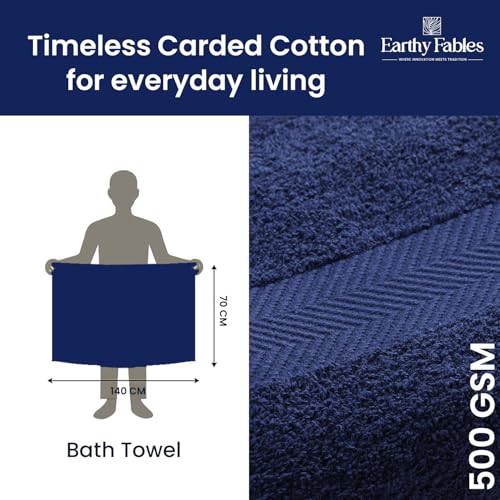 Earthy Fables Nebula Bath Towel – Pure Carded Cotton, Soft, Absorbent, Quick Dry & Skin-Friendly Towel, 140 x 70 cm, 500 GSM – Navy Blue - Image 5