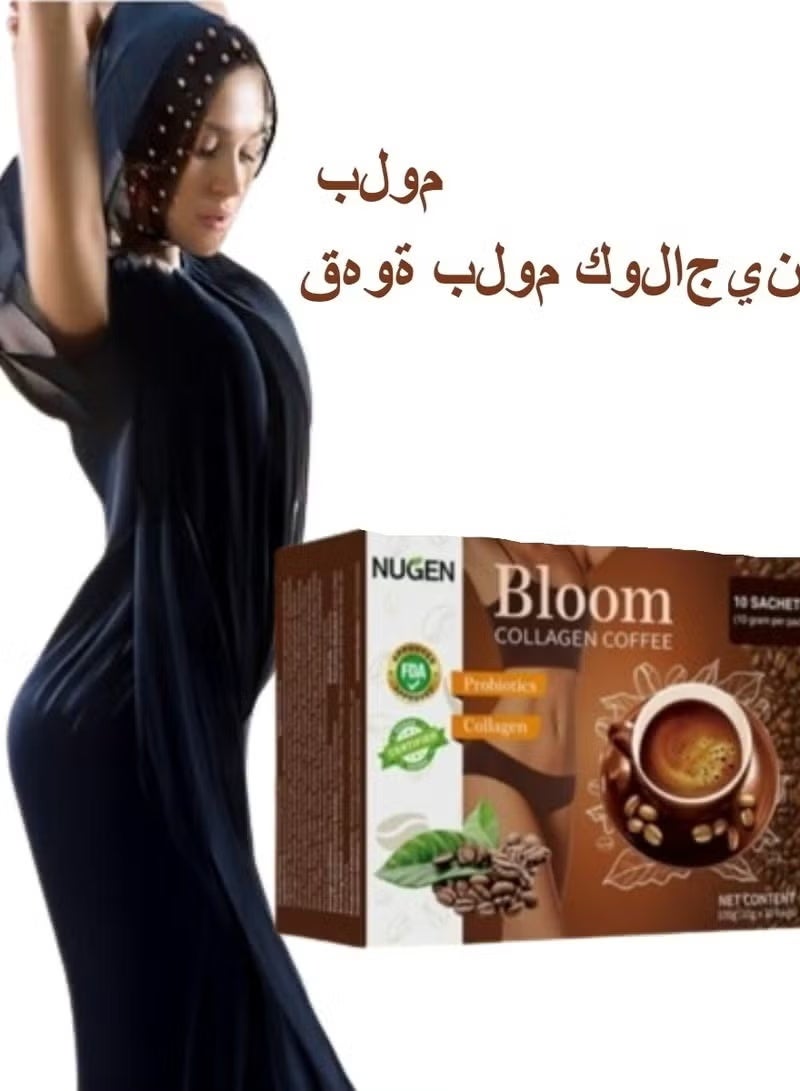 NUGEN Bloom Collagen Coffee 100% Organic and Glutathione, Diet Coffee Slimming Coffee Gluta Collagen Detox Premium with Collagen Coffee – 10 Sachets - Image 1