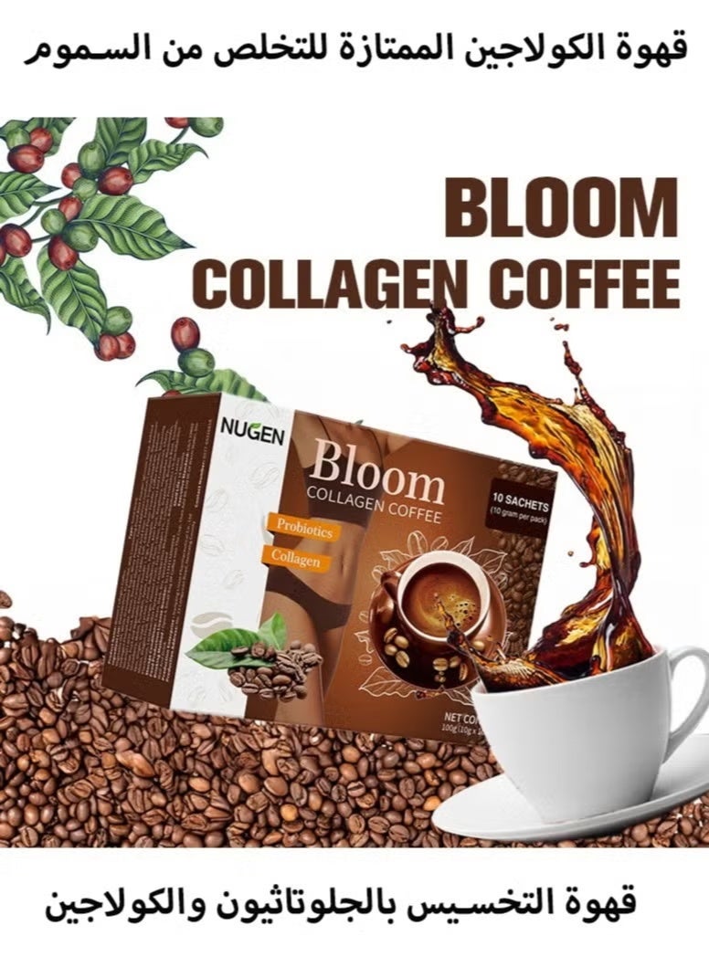 NUGEN Bloom Collagen Coffee 100% Organic and Glutathione, Diet Coffee Slimming Coffee Gluta Collagen Detox Premium with Collagen Coffee – 10 Sachets - Image 3