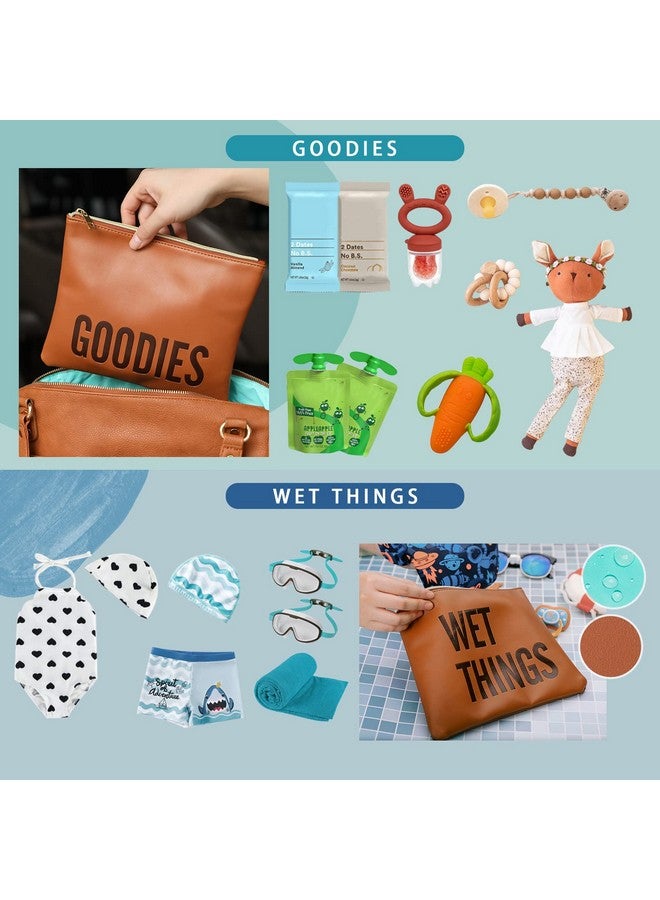 MOMINSIDE حقيبة تنظيم حفاضات الأطفال MOMINSIDE، مجموعة من 4 حقائب جلدية لحفاضات الأطفال، أكياس تنظيم حقيبة الحفاضات، مكعبات التعبئة، بحث سجل المولود، حقيبة كبيرة جافة ورطبة للاستخدام اليومي والسفر والعطلات - Image 5