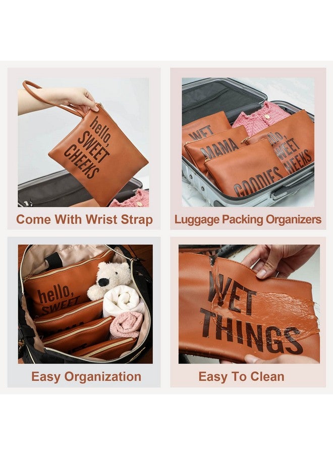 MOMINSIDE حقيبة تنظيم حفاضات الأطفال MOMINSIDE، مجموعة من 4 حقائب جلدية لحفاضات الأطفال، أكياس تنظيم حقيبة الحفاضات، مكعبات التعبئة، بحث سجل المولود، حقيبة كبيرة جافة ورطبة للاستخدام اليومي والسفر والعطلات - Image 2