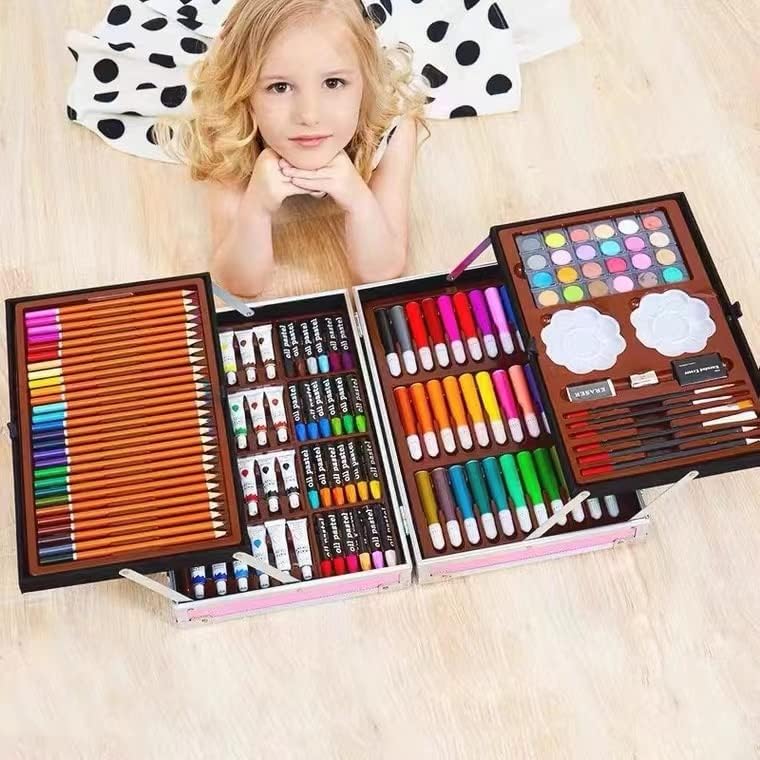 HJB VISSO Art Set 145pcs, Drawing Supplies With Portable Aluminum Case, Great Gift for Kids, Teens, Boys, Girls, Beginner and Artists (Unicorn-Pink) - Image 5
