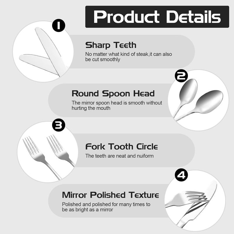 EKYLIP Camping Silverware SetOutdoor Picnic Tableware with Spoon Fork Knife20 Piece Silverware Set Service for 4 Portable Stainless Steel Flatware Travel Camping Cutlery Gold Flatware Set - Image 4