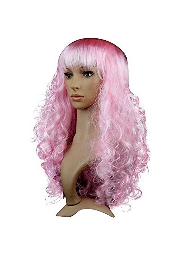 Kriwin Baby Pink Color Synthetic Long Hair Wig( 23") for Cosplay Party Photo Booth Fancy Dress Fashion - Image 1