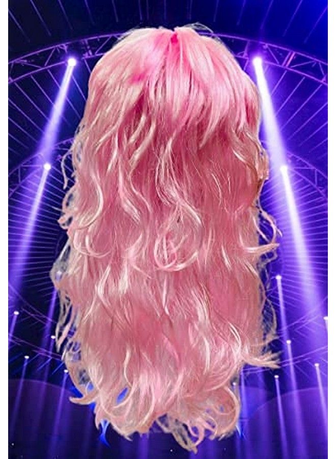 Kriwin Baby Pink Color Synthetic Long Hair Wig( 23") for Cosplay Party Photo Booth Fancy Dress Fashion - Image 5