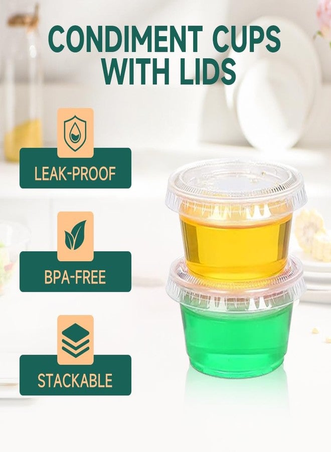 SUCITY 240 Sets - 2oz Jello Shot Cups,Plastic Condiment Cups with Lids, Small Disposable Sauce Cups for Portion Control，Meal Prep,Salad Dressing and Sample Tasting - Image 3