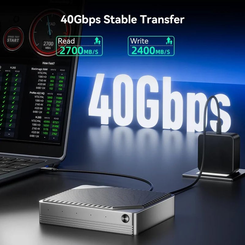 ACASIS 40Gbps 4 Bay RAID Thunderbolt 4/3 M.2 NVMe SSD Enclosure with Certified Chipset, Built-in Cooling Fan for MacBook/Mac mini, Up to 4*8TB - Image 2