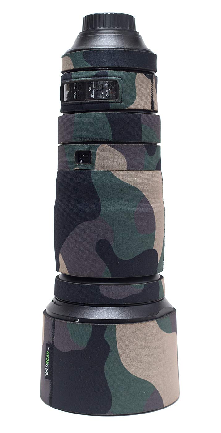 WildRoar Neoprene Wild Coat for Nikon Camera 200-500 Green Forest-with Free Barrel Coat - Image 5