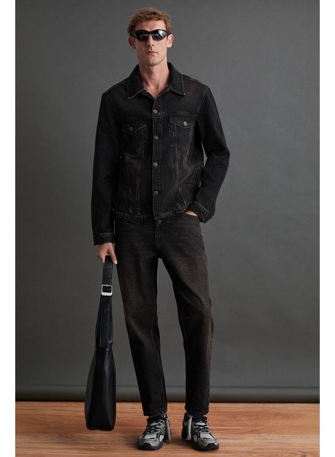 GRIMELANGE Jerıcho Men's Rinse Denim Comfortable Wide Fit %100 Cotton High Quality Thick-Textured Black Jacket. - Image 3