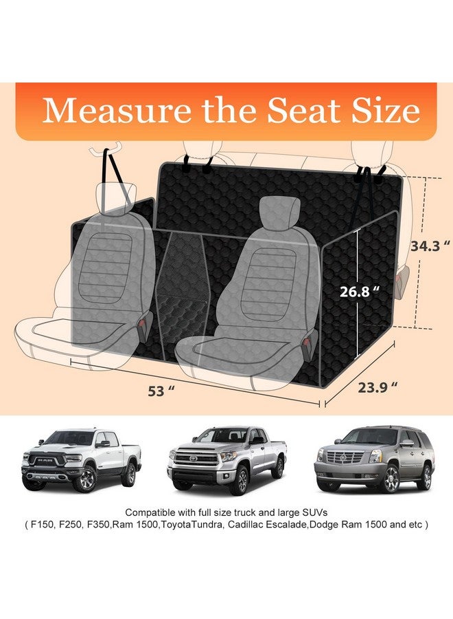 Mancro Xxl Floor Dog Hammock For Truck With Flip Up Rear Seats, Waterproof Dog Seat Cover For Back Seat, Full Back Seat Floor Protector For Full Size Crew Cab Truck, Large Suv, Black - Image 2