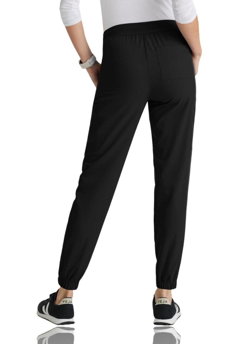 BARCO Greyâ€™s Anatomy Spandex Stretch Direct Dash Scrub Jogger for Women â€“ Black, 5-Pocket Mid-Rise Scrub Pants w/Spandex Stretch, Wrinkle Release & Soil Release Fabric â€“ Large, Regular Fit - Image 2