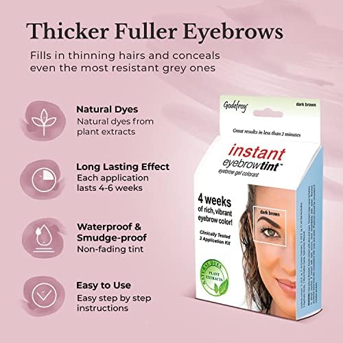 Godefroy Instant Eyebrow Color, Dark Brown, .18 ounces, 12-weeks of long lasting brow color, 3-applications per kit - Image 2