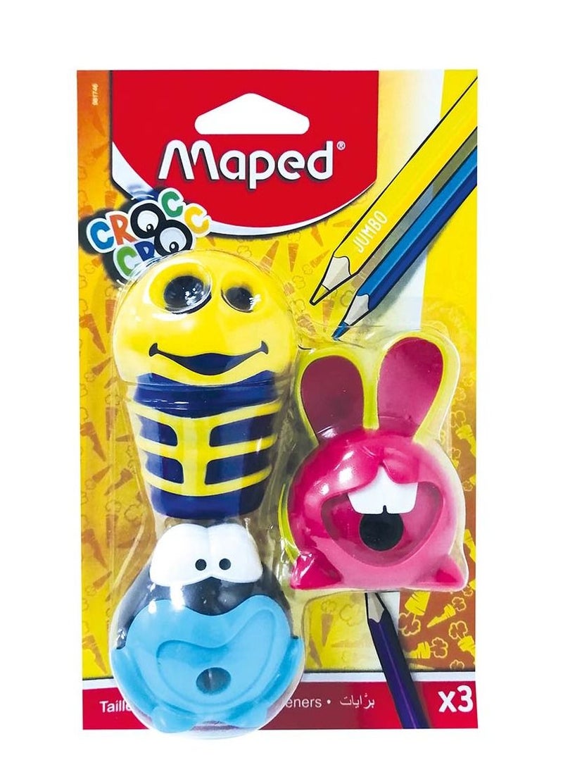 Maped طقم مبراة كروك كروك مكون من 3 قطع متعدد الألوان  - Image 1