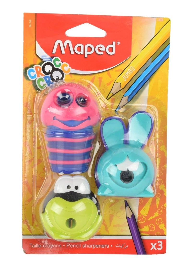 Maped طقم مبراة كروك كروك مكون من 3 قطع متعدد الألوان  - Image 2