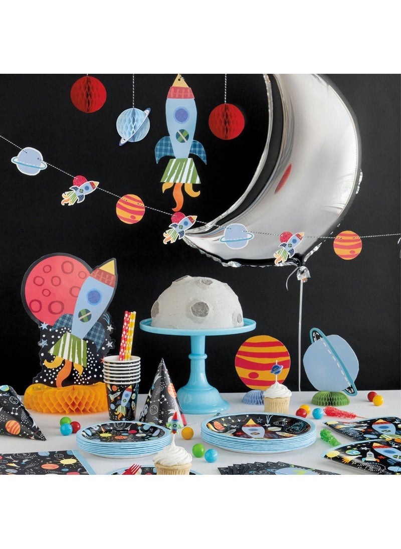 Unique Outer Space Planets Disposable Paper Plates Black 18cm 8-Pack - Image 2