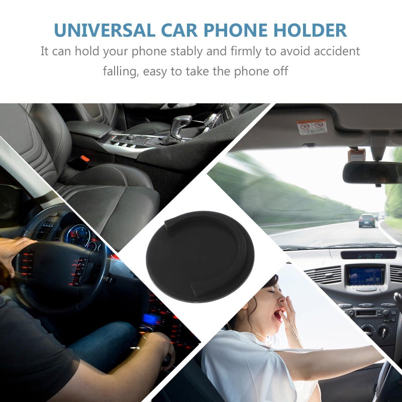 Universal Black Round Car Phone Holder Self Adhesive Dashboard Mount for Mobile Phones - Image 4