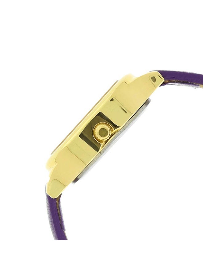 Sonata ساعة نسائية 8060YL01 – قرص أبيض بتصميم فراشة، حزام جلد بنفسجي، حركة كوارتز، مقاومة للماء حتى 30م - Image 3