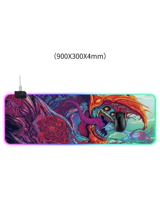 BURAQ - Computer Monster Pattern Illuminated Mouse Pad, Size: 90 x 30 x 0.4cm - Image 1