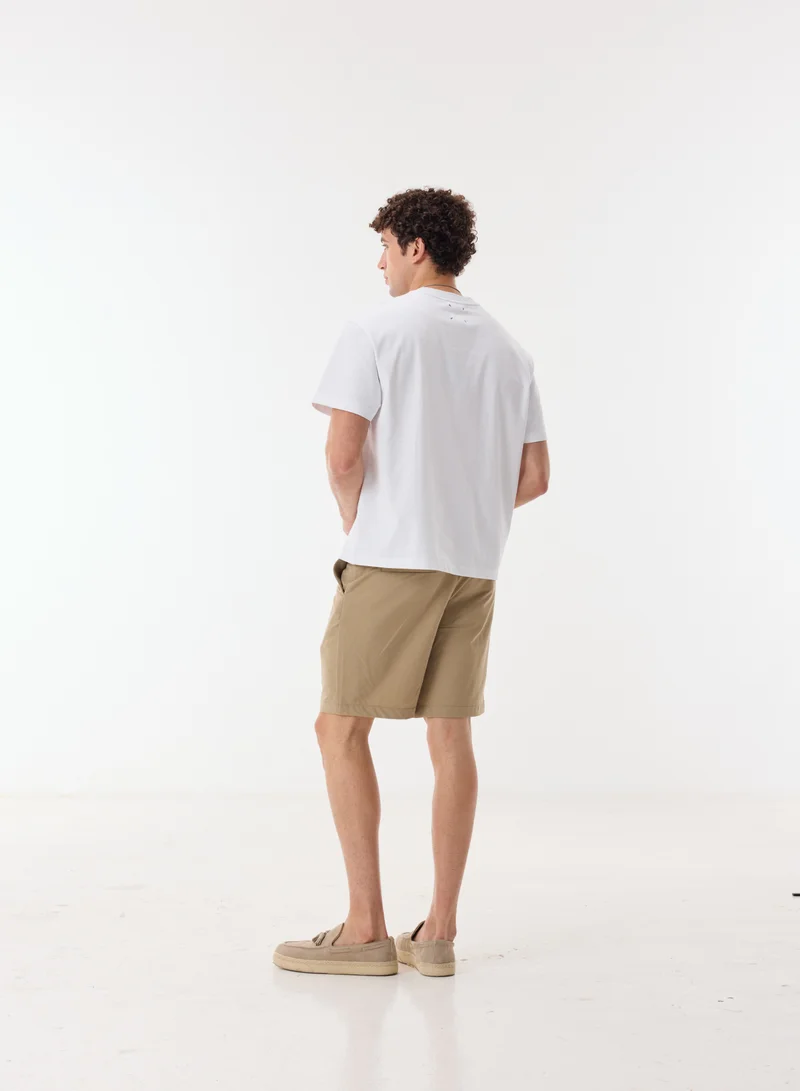 Ashita Fernandes  Enrys Men’s Sand Cotton Blend Shorts – Relaxed Fit, Knee Length, Solid Lightweight Casual Wear for Men | Best Price UAE