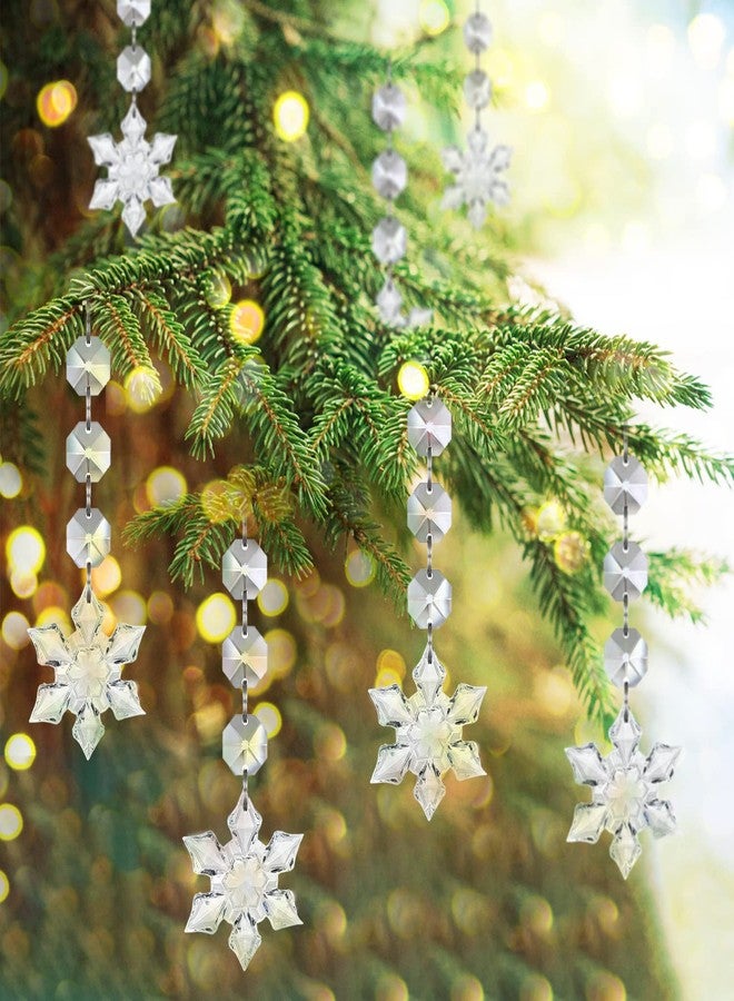 Jishi 30pk Snowflake Crystal Christmas Ornaments for Tree Decorations, Hanging Clear Acrylic Snowflake Ornaments for Christmas Tree Indoor Home Decor, Snow Flake Stars Winter Wonderland Party Supplies - Image 3