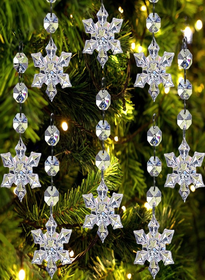 Jishi 30pk Snowflake Crystal Christmas Ornaments for Tree Decorations, Hanging Clear Acrylic Snowflake Ornaments for Christmas Tree Indoor Home Decor, Snow Flake Stars Winter Wonderland Party Supplies - Image 1