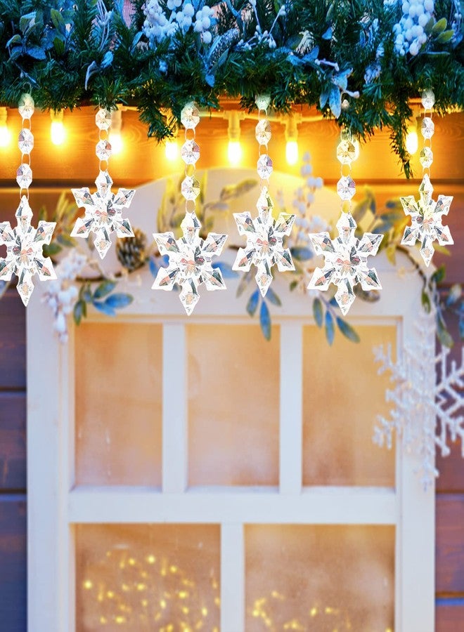 Jishi 30pk Snowflake Crystal Christmas Ornaments for Tree Decorations, Hanging Clear Acrylic Snowflake Ornaments for Christmas Tree Indoor Home Decor, Snow Flake Stars Winter Wonderland Party Supplies - Image 4