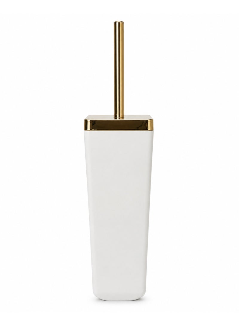 Primanova Toilet Brush with Holder Acrylic Gold-Tone Handle Compact Bathroom Cleaning Set for Home Hotel & Commercial Bathrooms 10 × 10 × 39 cm (Beige/Gold) - Image 1