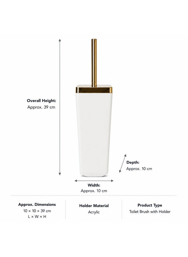 Primanova Toilet Brush with Holder Acrylic Gold-Tone Handle Compact Bathroom Cleaning Set for Home Hotel & Commercial Bathrooms 10 × 10 × 39 cm (Beige/Gold) - Image 5