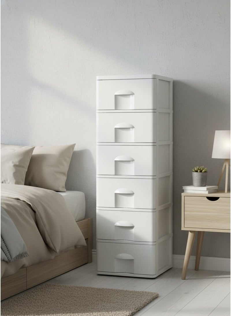 Living 6-Tier Mobile Plastic Drawer Unit for Home Organization | Versatile Vertical Storage Organizer with Wheels | Modern and Practical Slim Storage Solution - Image 1