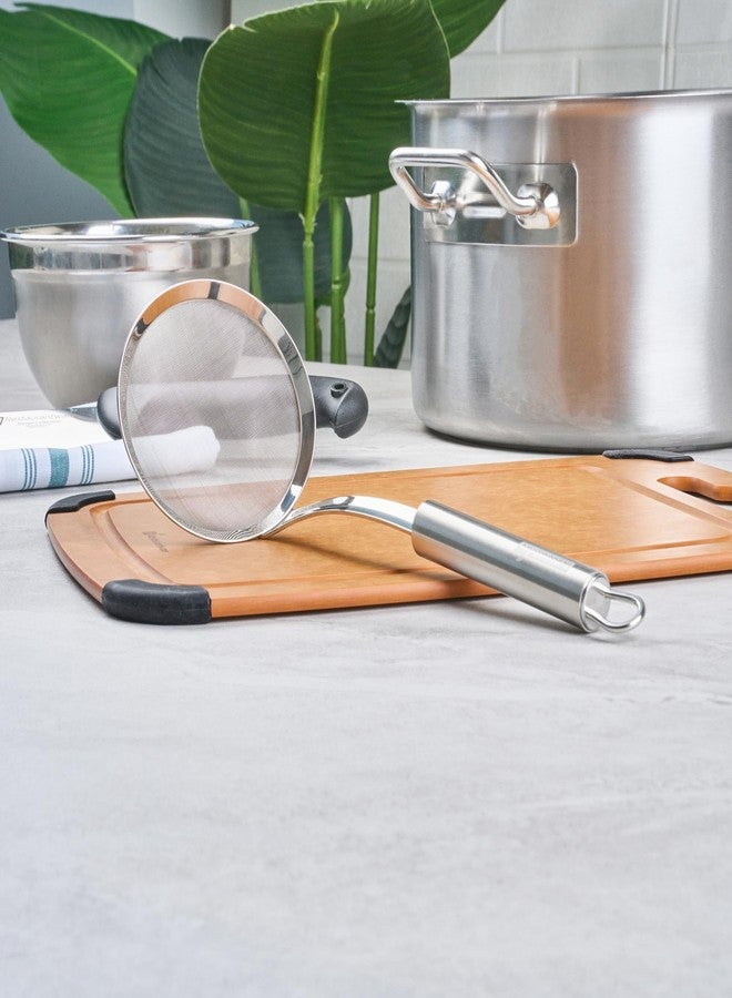 ريستورنت وير مصفاة مطبخ من الفولاذ المقاوم للصدأ مقاس 11.5 بوصة - مصفاة ألمانية قياسية بمقبض مريح، آمنة للغسل في غسالة الأطباق - مصفاة طعام معدنية مقواة للكينوا، الحساء، الصلصات، والمخبوزات - Image 4