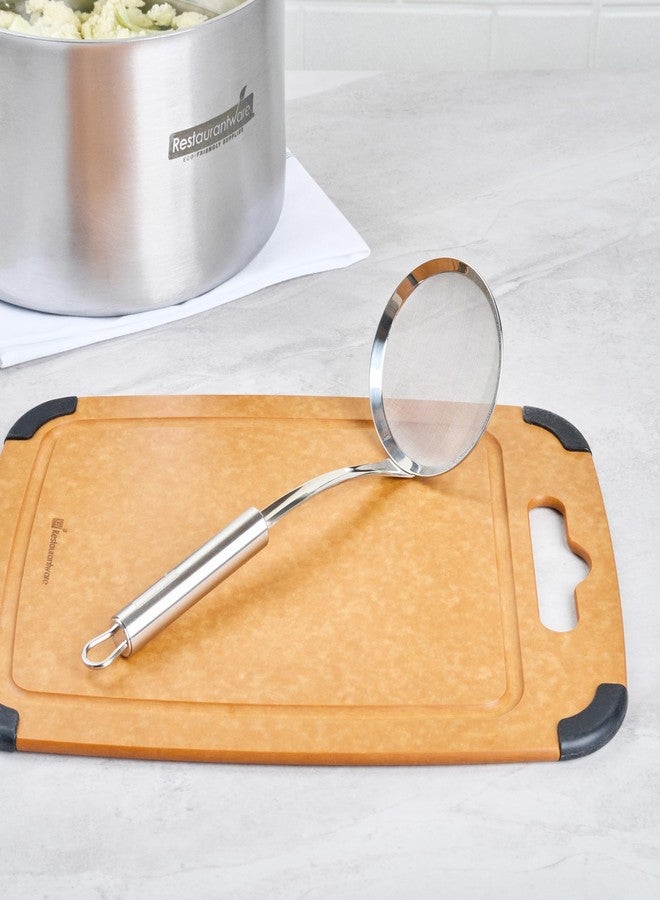 ريستورنت وير مصفاة مطبخ من الفولاذ المقاوم للصدأ مقاس 11.5 بوصة - مصفاة ألمانية قياسية بمقبض مريح، آمنة للغسل في غسالة الأطباق - مصفاة طعام معدنية مقواة للكينوا، الحساء، الصلصات، والمخبوزات - Image 3