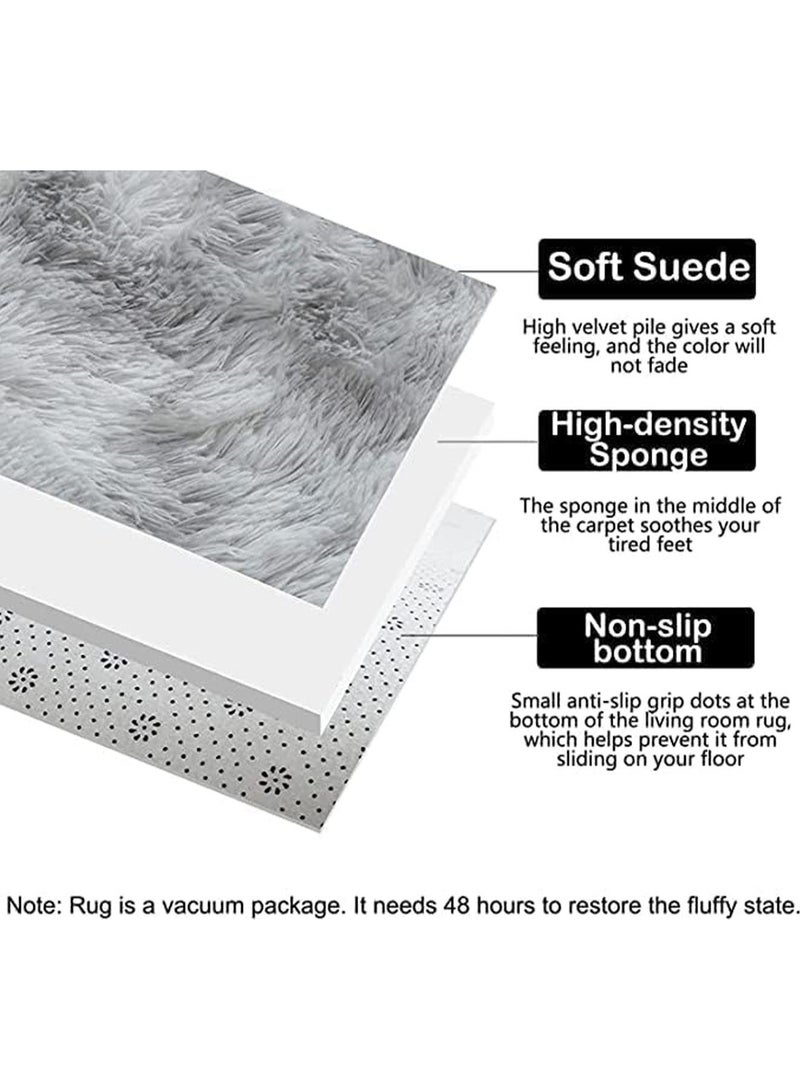 MONOGUE Super Soft Tie Dye Plush Area Rug Fluffy Shaggy Non-Slip Carpet for Bedroom Living Room - Image 5