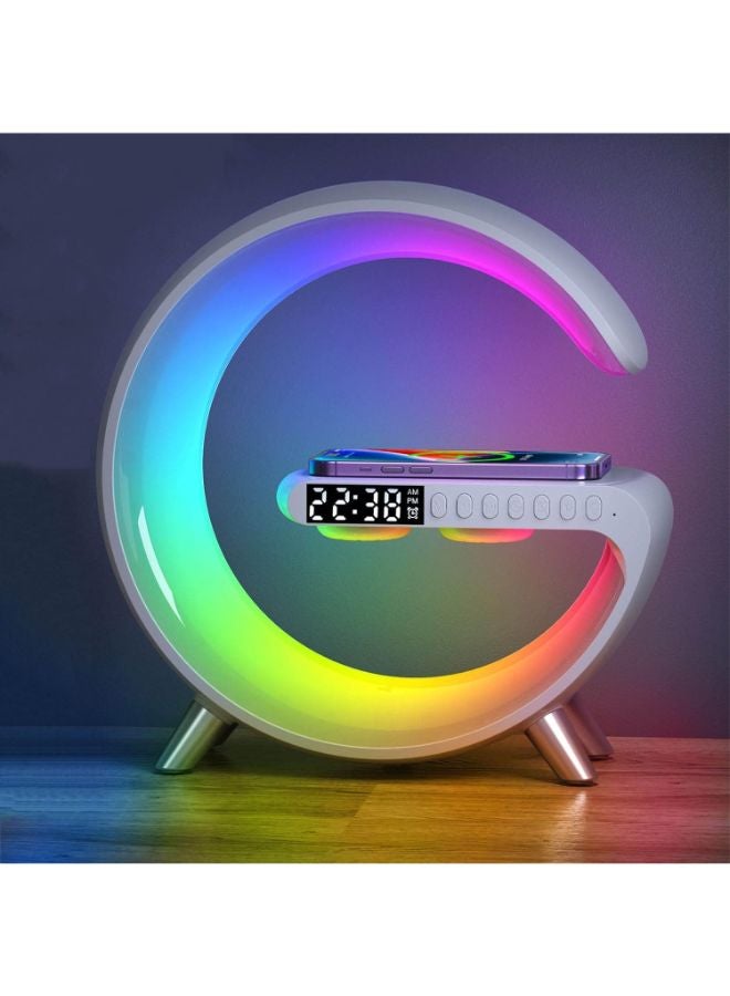 BUYCO Wireless Charger Portable Bluetooth Speaker Alarm Clock Intelligent LED with Music Syncing App Control Atmosphere Nightstand Desk Table Lamp - Image 1
