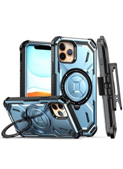 Generic Case Cover For iPhone 13 Armor Series Holder Phone Case with Back Clip Blue 