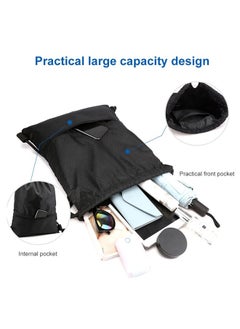 PYC Drawstring Backpack,Sports Canvas Bag,Waterproof Oxford Fabric Drawstring Bag,Swimming Bag,Basketball Bag,Soccer Bag,Zipper 43*49cm(Black)  - Image 5