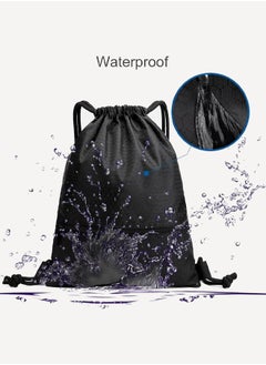 PYC Drawstring Backpack,Sports Canvas Bag,Waterproof Oxford Fabric Drawstring Bag,Swimming Bag,Basketball Bag,Soccer Bag,Zipper 43*49cm(Black)  - Image 3