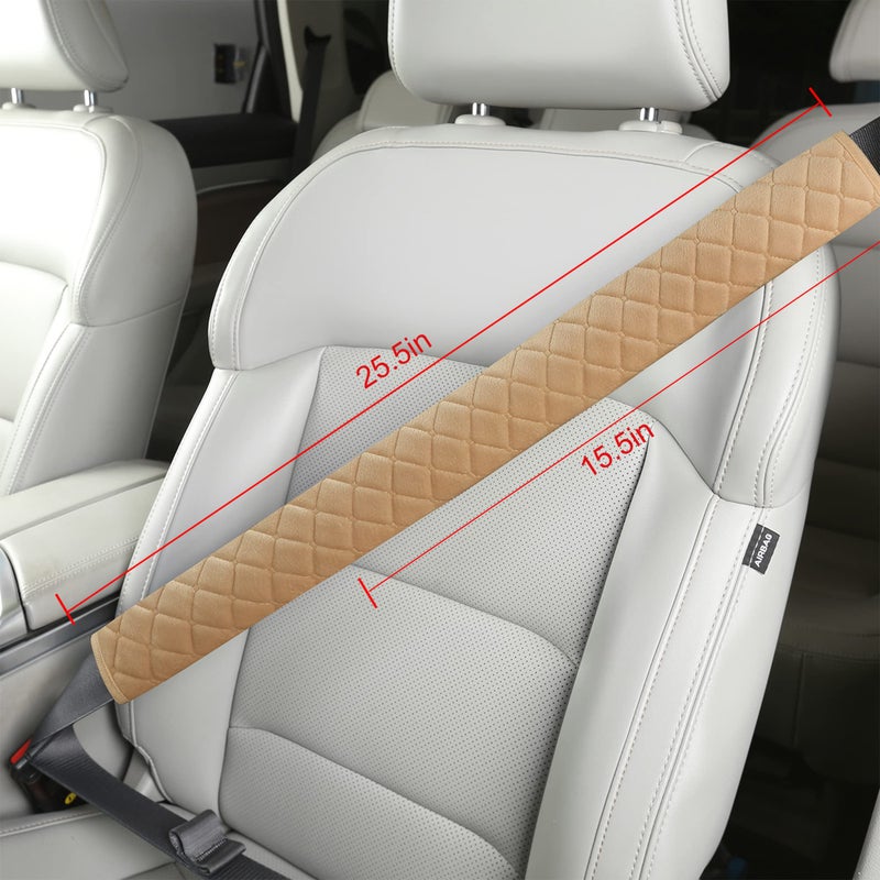 Extra Long Seatbelt Covers for Adults Kids Women & Men, Super Soft Car Seat Belt Strap Cushion for Sedan SUV Trucks, Shoulder Neck Chest Protector Pad, Auto Interior Accessories, 1pc, Beige, 40cm
