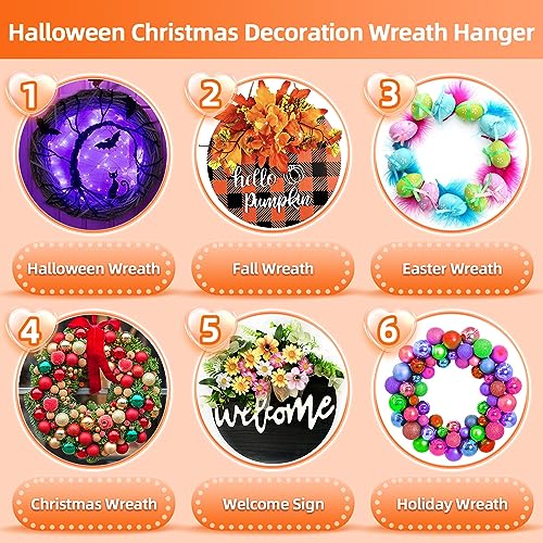 MOZXEBOK Wreath-Hangers-for-Front-Door,Large Clear Wreath-Door-Hanger-Easter-Christmas-Halloween-Decorations,60lb Over-The-Door-Hooks Glass Door,Adhesive-Wall-Hooks for Hanging Wreath Home-Decor Inside Outside - Image 3
