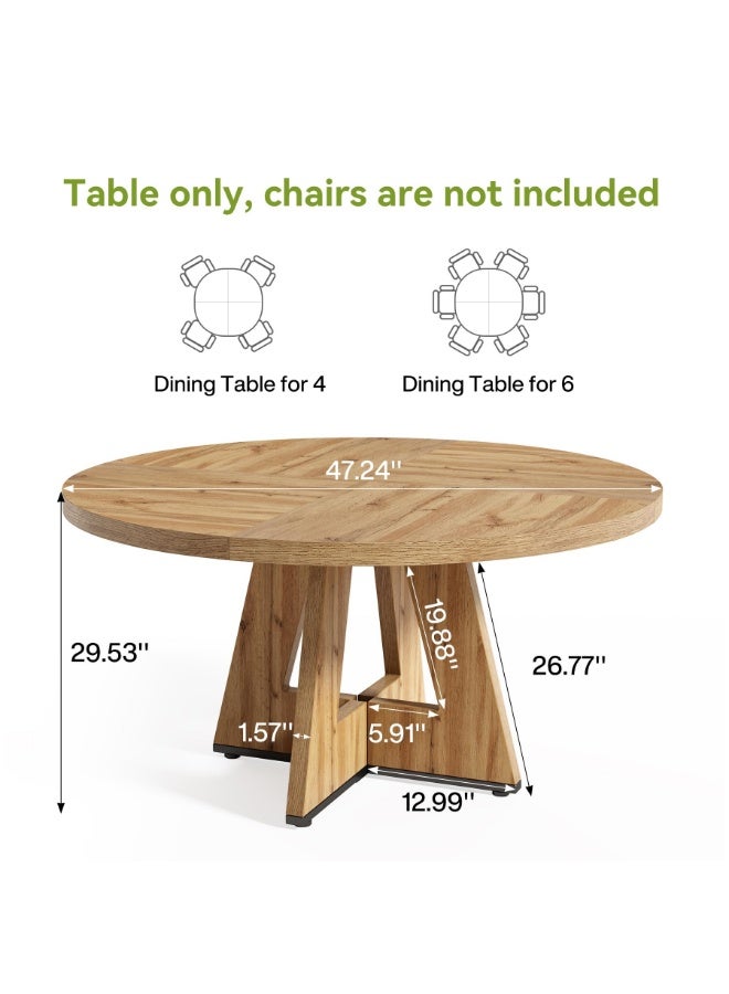 LITTLE TREE طاولة طعام دائرية لـ 2-6 أشخاص، طاولة مطبخ 120 سم مع قاعدة خشبية، تصميم حديث للإيجارات والمعيشة في الشقق، طاولة عشاء صغيرة حديثة لغرفة الطعام، المطبخ، غرفة المعيشة - Image 3