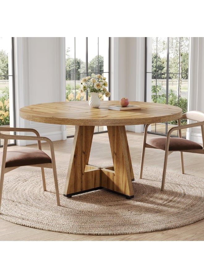 LITTLE TREE طاولة طعام دائرية لـ 2-6 أشخاص، طاولة مطبخ 120 سم مع قاعدة خشبية، تصميم حديث للإيجارات والمعيشة في الشقق، طاولة عشاء صغيرة حديثة لغرفة الطعام، المطبخ، غرفة المعيشة - Image 2