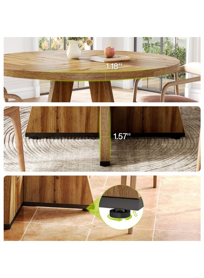 LITTLE TREE طاولة طعام دائرية لـ 2-6 أشخاص، طاولة مطبخ 120 سم مع قاعدة خشبية، تصميم حديث للإيجارات والمعيشة في الشقق، طاولة عشاء صغيرة حديثة لغرفة الطعام، المطبخ، غرفة المعيشة - Image 5